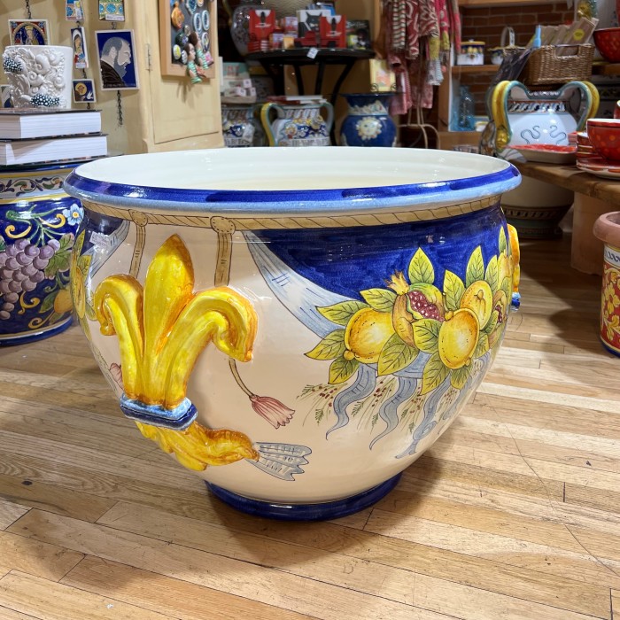 Lemon and Pomegranate Cachepot with Handles - Image 3