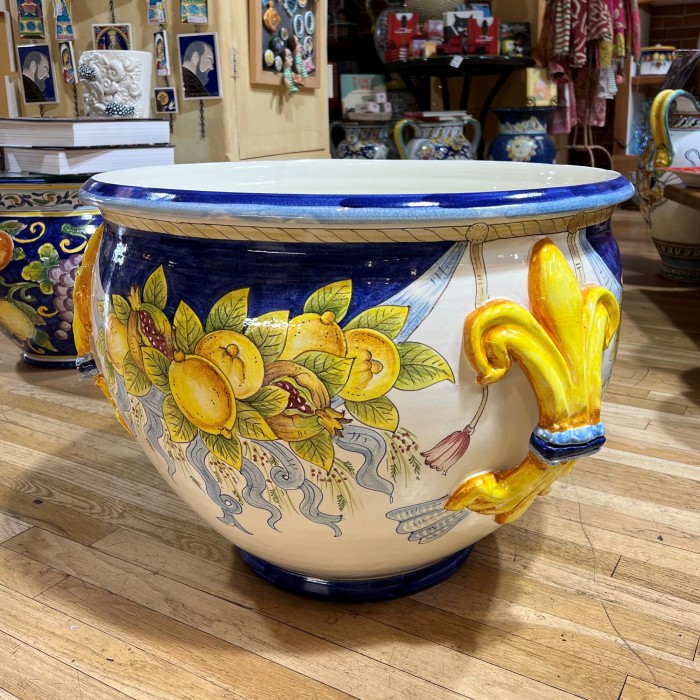 Lemon and Pomegranate Cachepot with Handles - Image 2