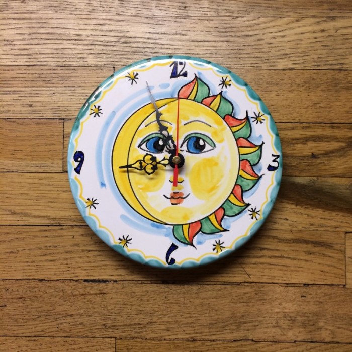 Hand Painted Sun Moon Clock
