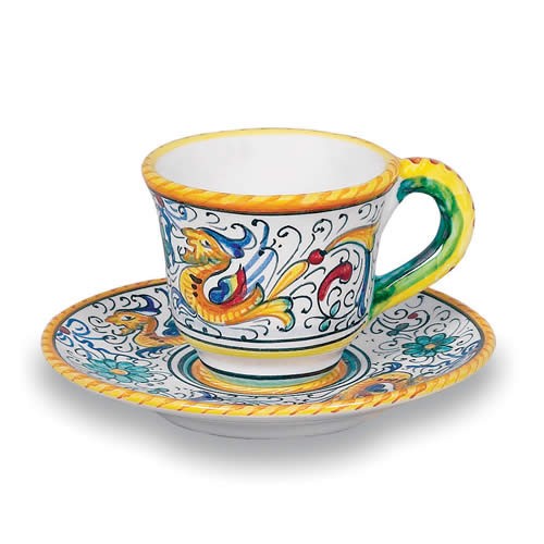 Sorrento Pottery - Espresso Cup(3fl.oz)With Saucer Made/Painted by hand in  Italy