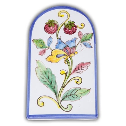 Small Arch-shaped Tile - Berries & Butterfly