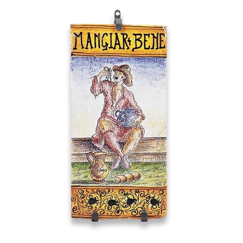 Large Rectangular Tile - "Mangiare Bene"