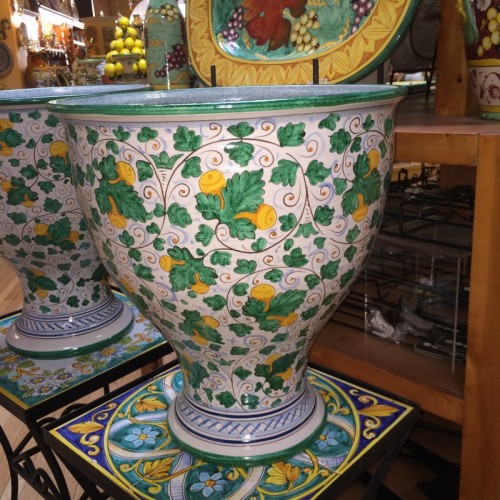 Tuscan Bell-Shaped Green Leaf with Fruit  Urn or Planter