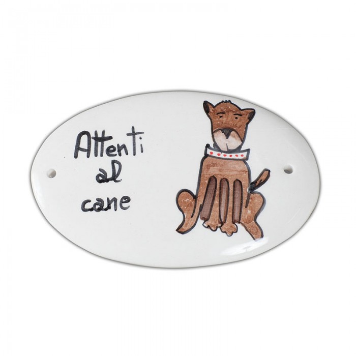 "Beware of Dog" Oval Tile