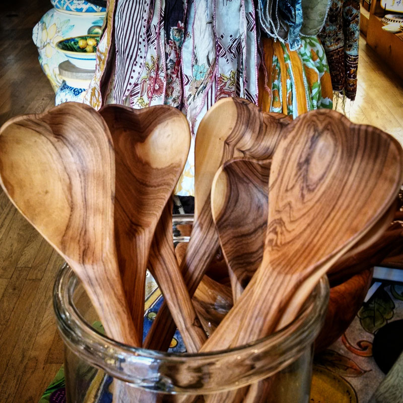 Natural Geo Handcarved Decorative Wooden Kitchen Spoon Set - Brown