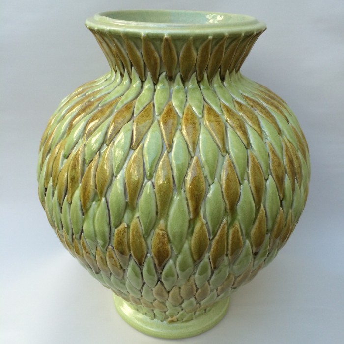Tuscan Vase with Hand Applied Leaves | Italian Pottery Outlet