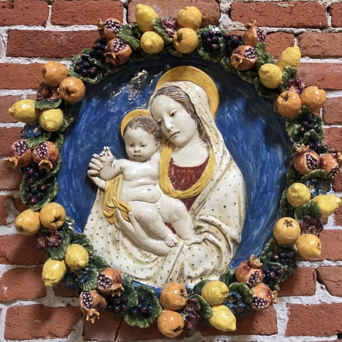 Large Round Della Robbia Madonna and Child