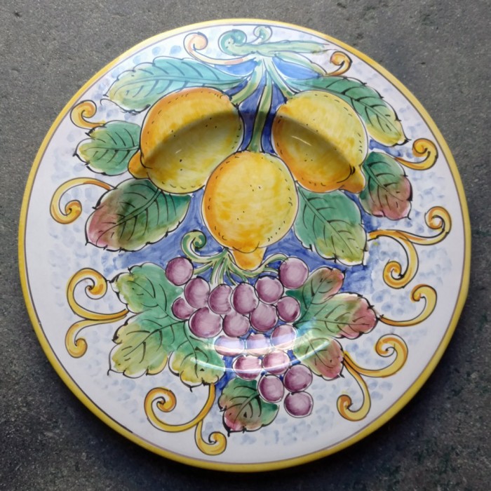 Small Round Platter - Lemons and Grapes
