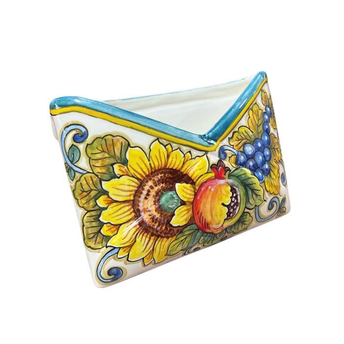 ceramic envelope for mail or napkins or plants, san lorenzo pattern from toscana italy