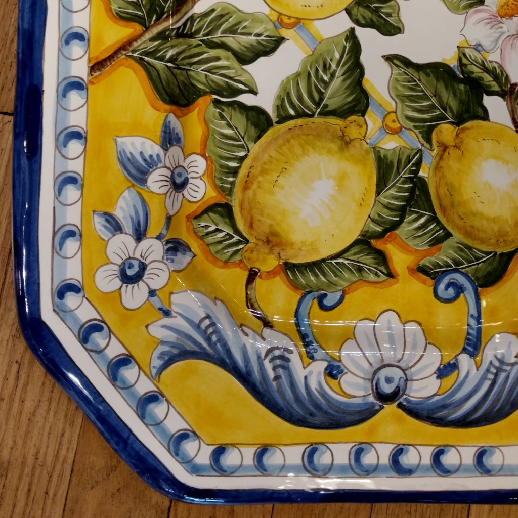 Long Rectangular Hand Painted Lemon Platter - Italian Pottery Outlet