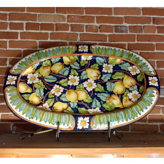 Large Oval Lemons and Pears Hand Painted Platter