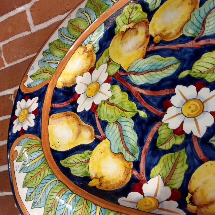 Large Oval Lemons and Pears Hand Painted Platter - Image 5
