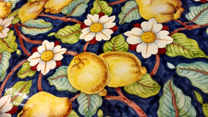 Large Oval Lemons and Pears Hand Painted Platter - Image 2