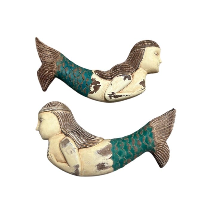 Hand Carved Wooden Mermaid - Small