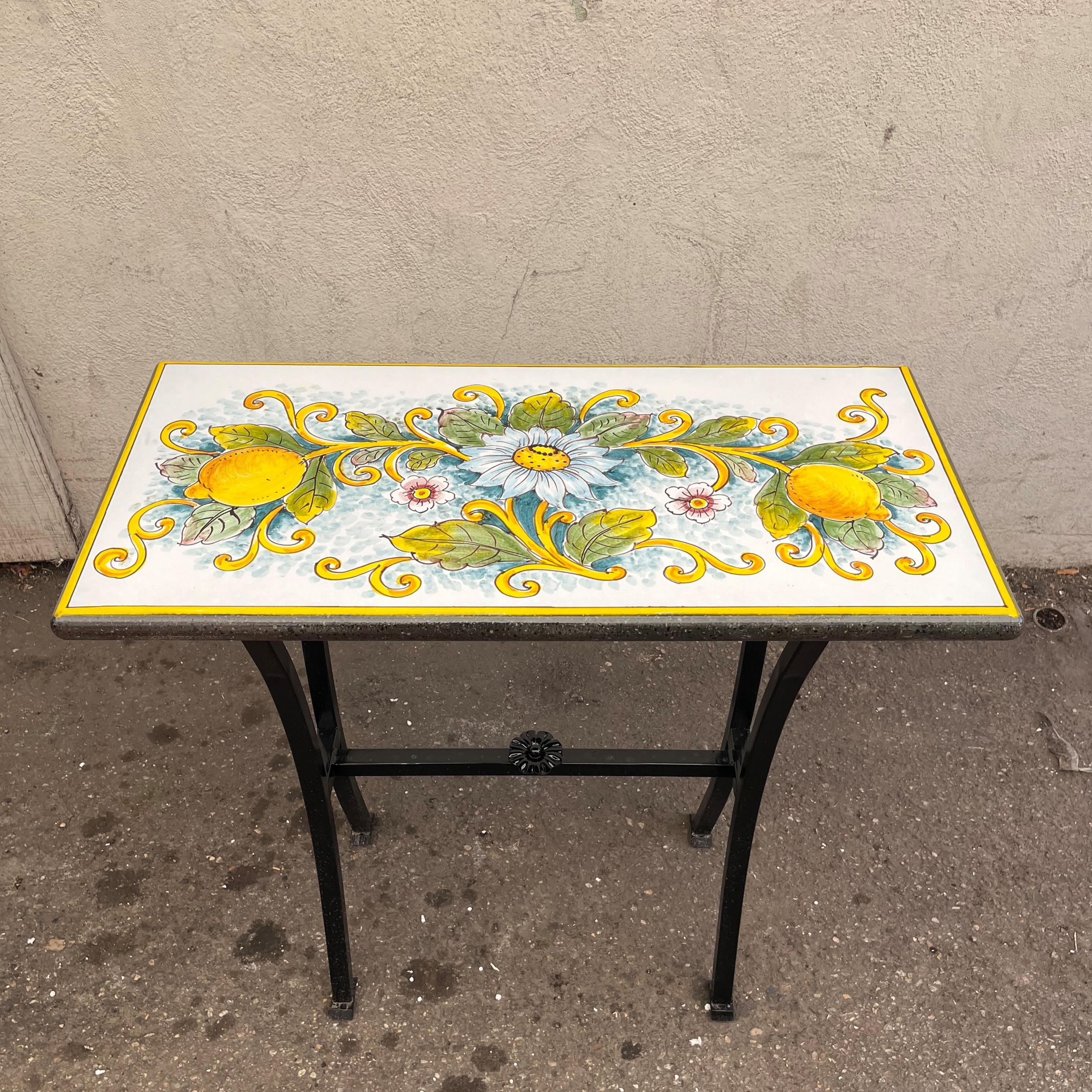 Daisy Lemon Volcanic Stone Bench - 31 inches by 16 inches