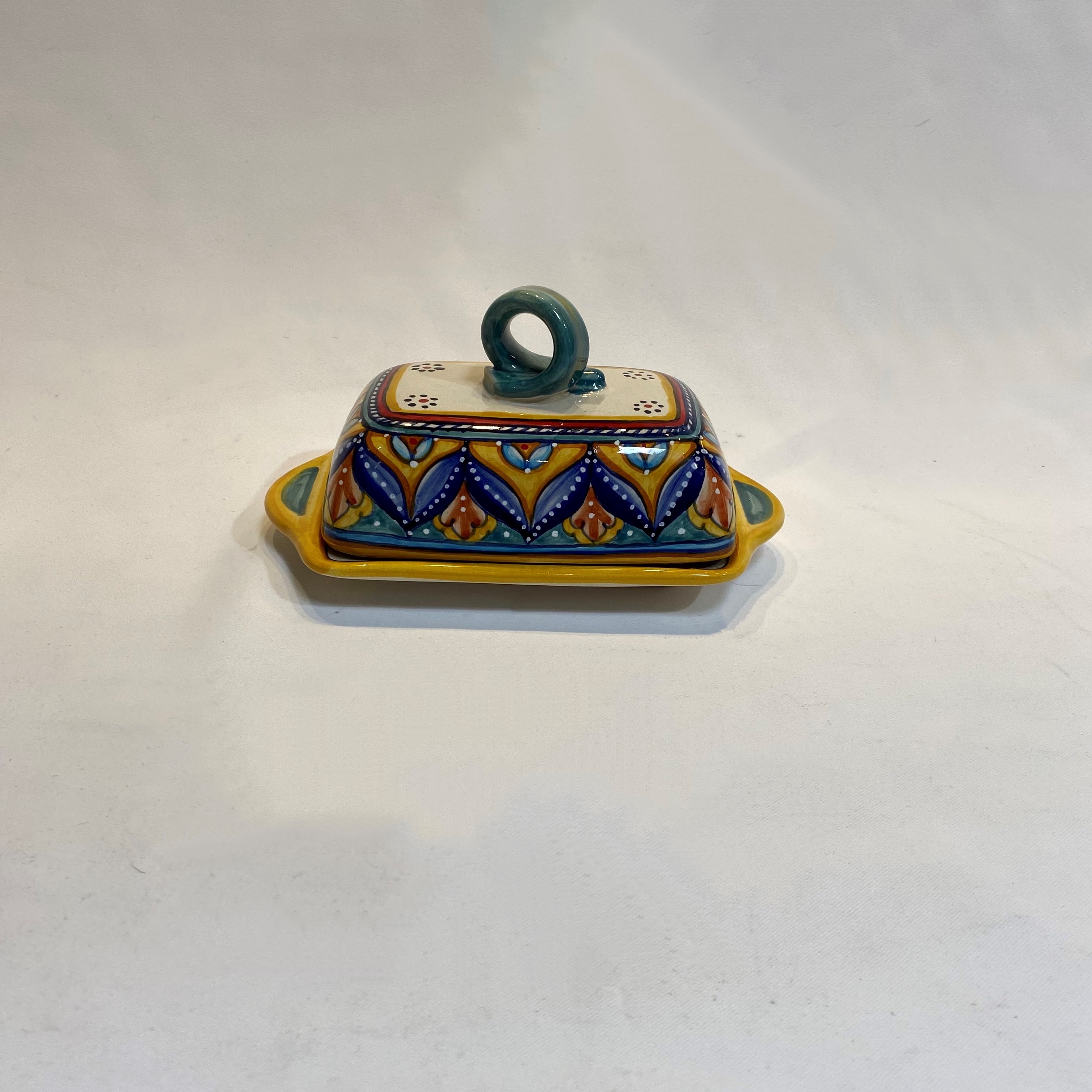 Geometrico Butter Dish Pattern B Italian Pottery Outlet