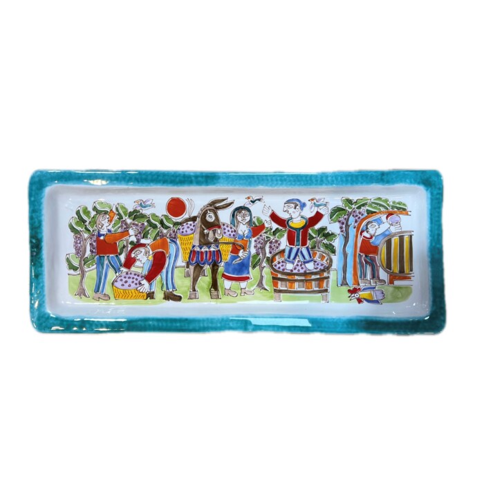 De Simone Rectangular Platter - Wine Making Scene