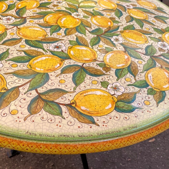 37″ Italian Stone Table – Lemon on Beige - Image 3