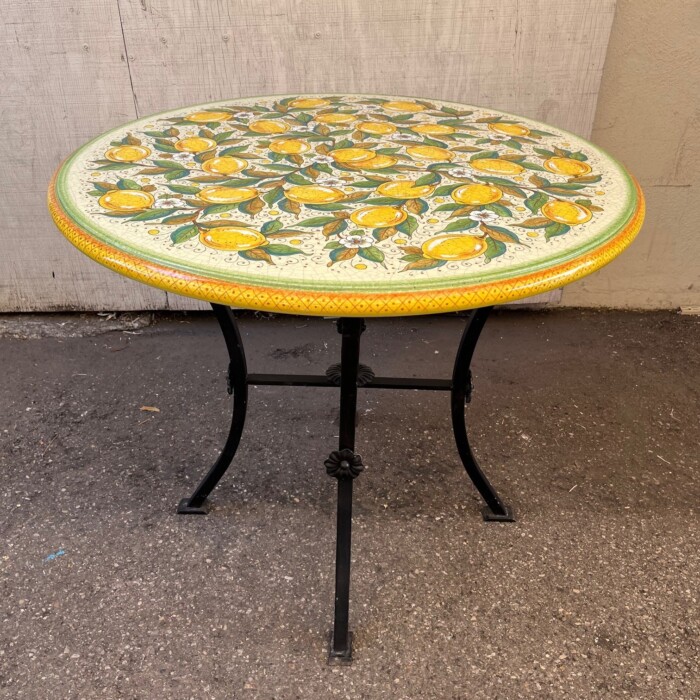 37″ Italian Stone Table – Lemon on Beige