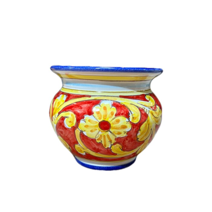 Mini Cachepot - Red with Flowers