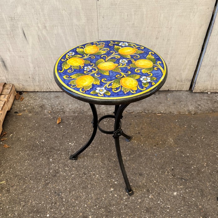 20'' Italian Volcanic Table - Full Lemons on Blue - Image 4