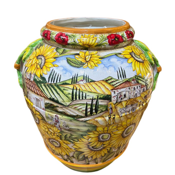 Country Scene with Sunflowers Urn