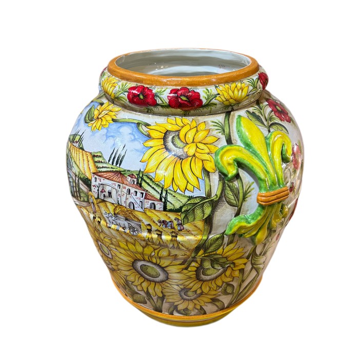Country Scene with Sunflowers Urn - Image 2