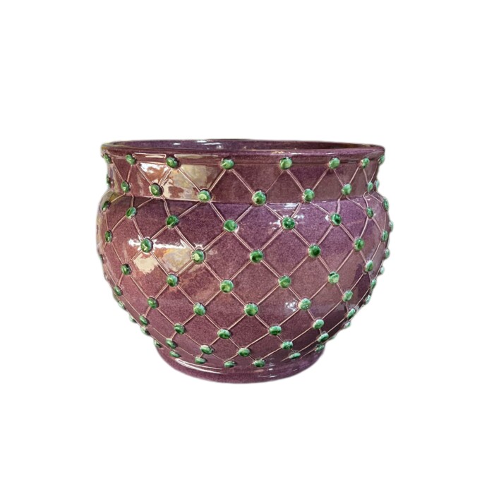 Purple Small Cachepot with Green Dots