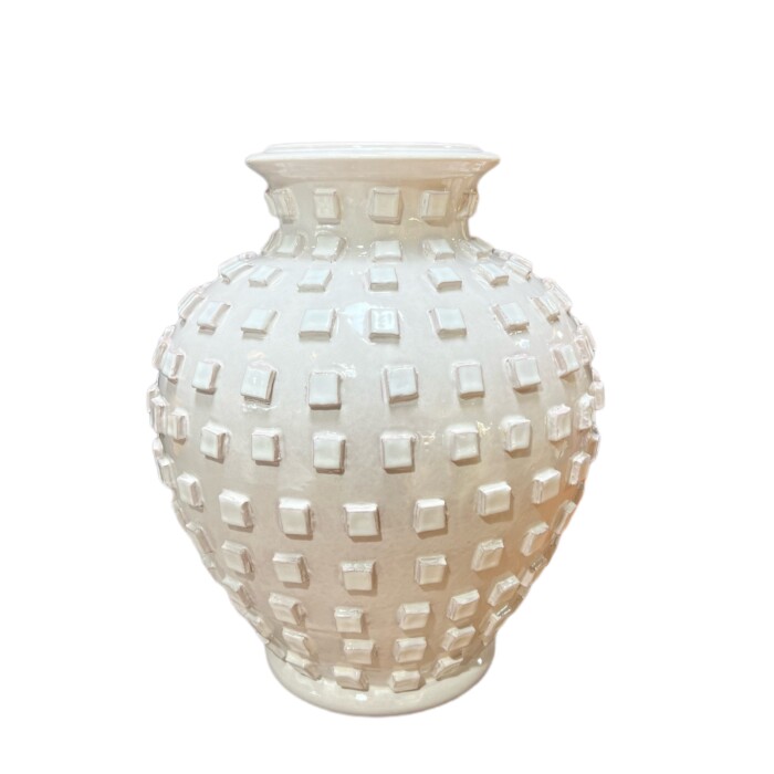 White Vase with Applied Squares