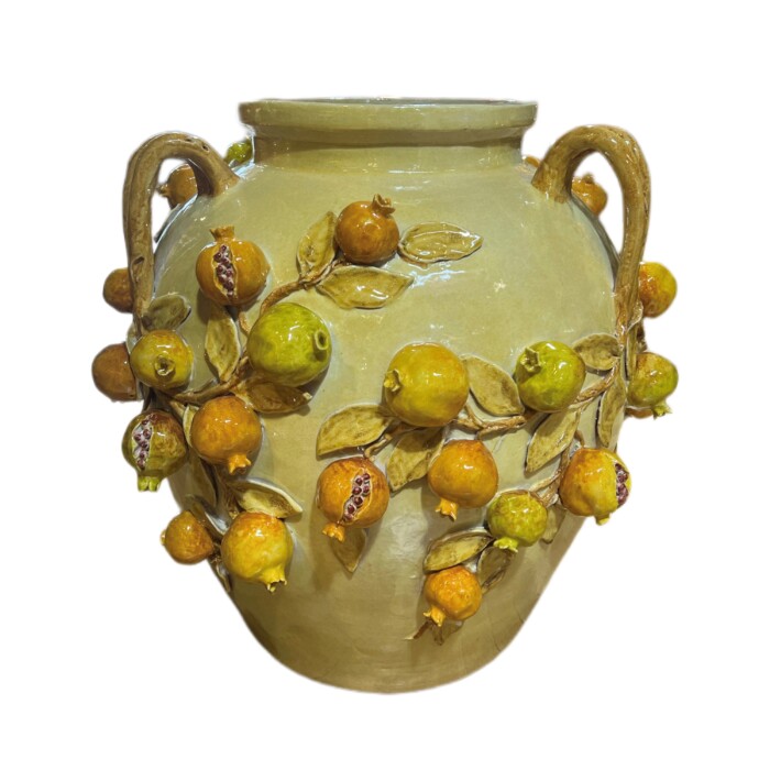 Large Three-handled Urn with Applied Pomegranates