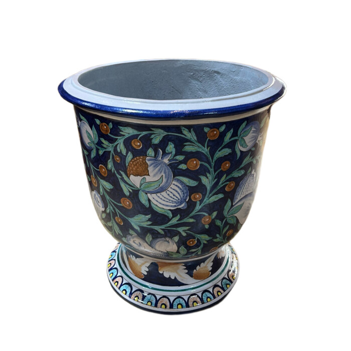 Large Blue Cachepot with Fruit - Image 3