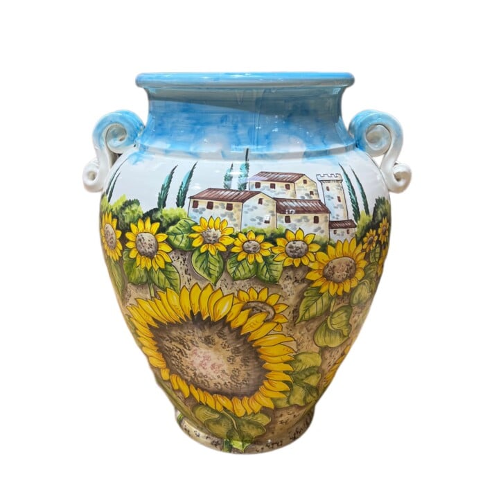 Tuscan Sunflower Urn with Handles