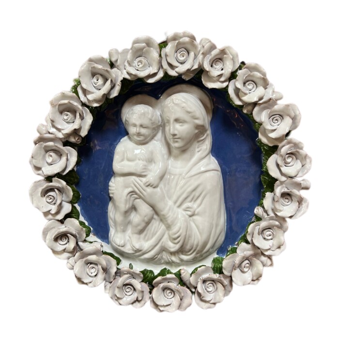 Madonna and Child with 3D White Roses