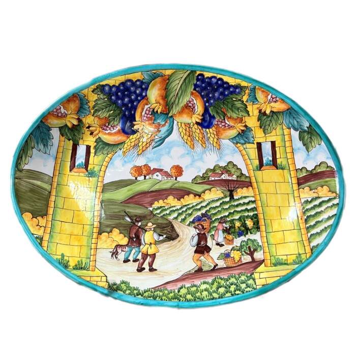 Tuscan Farm Scene Oval Platter