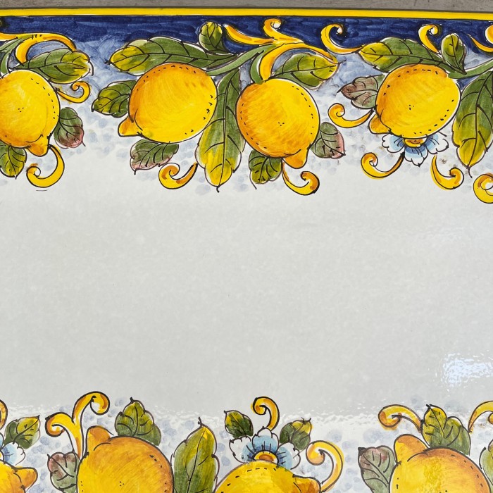 47" x 24'' Italian Volcanic Table - Lemons on Blue - Image 3