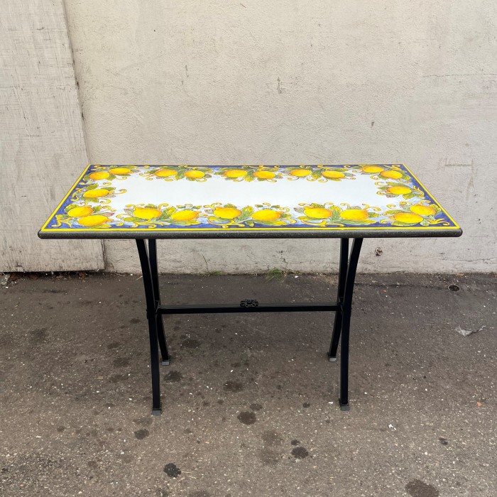 47" x 24'' Italian Volcanic Table - Lemons on Blue - Image 2