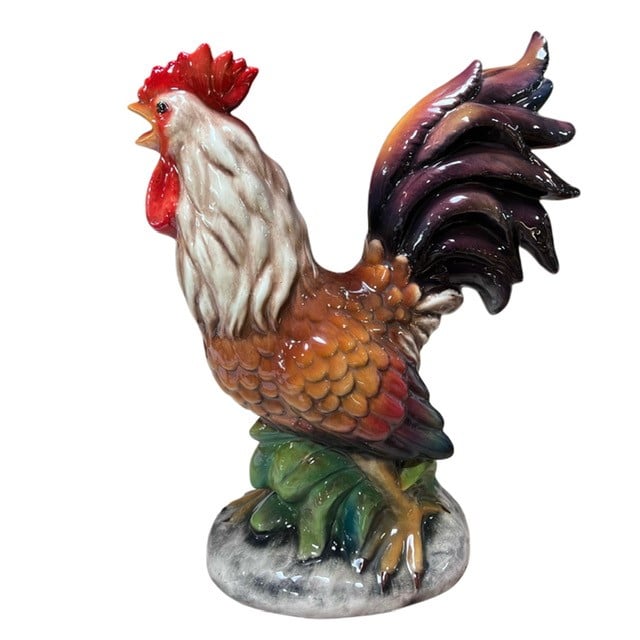 italian ceramic rooster statue