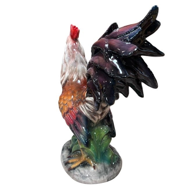 italian ceramic rooster statue