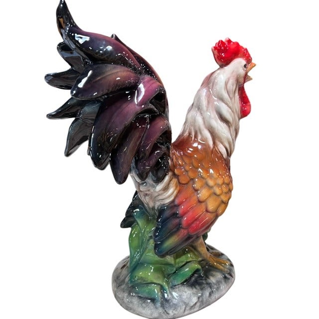 italian ceramic rooster statue