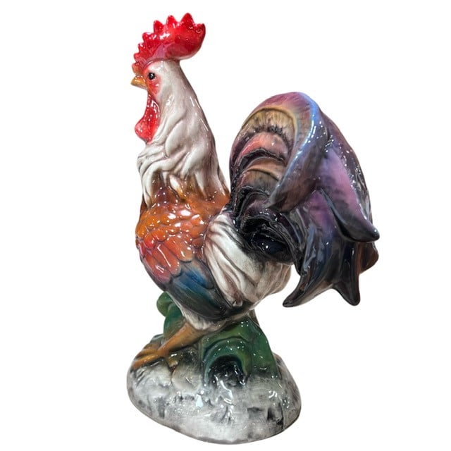 italian ceramic rooster statue