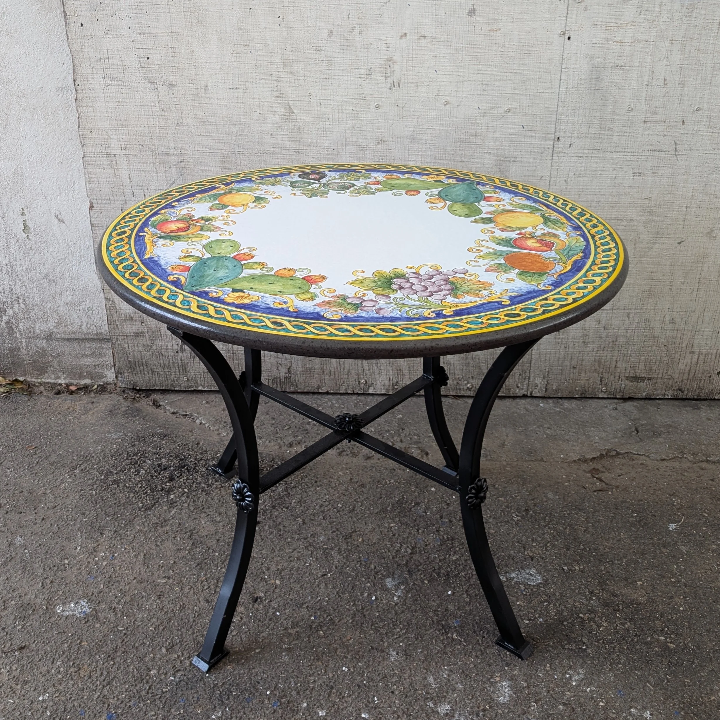 39" Italian Volcanic Table - Cactus with Scroll Edge - Image 2